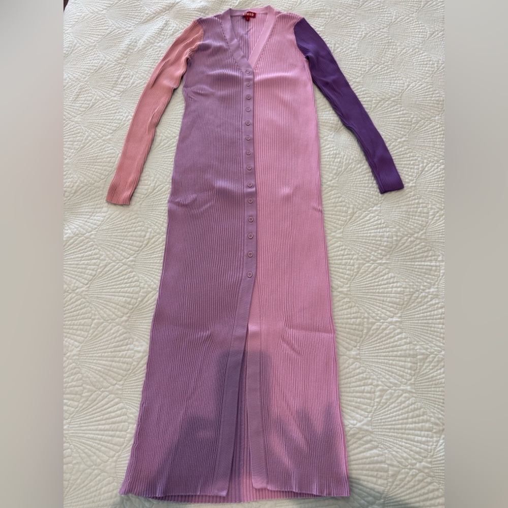 STAUD Multi-Tone Lavender and Pink Sweater Dress, L